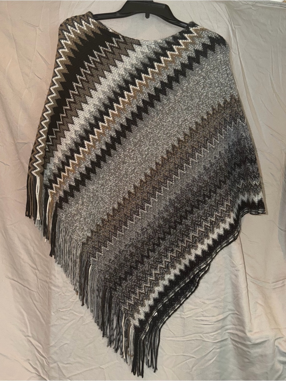Western Boho Southwestern Fringe Poncho Cape Oversized Blanket Wrap